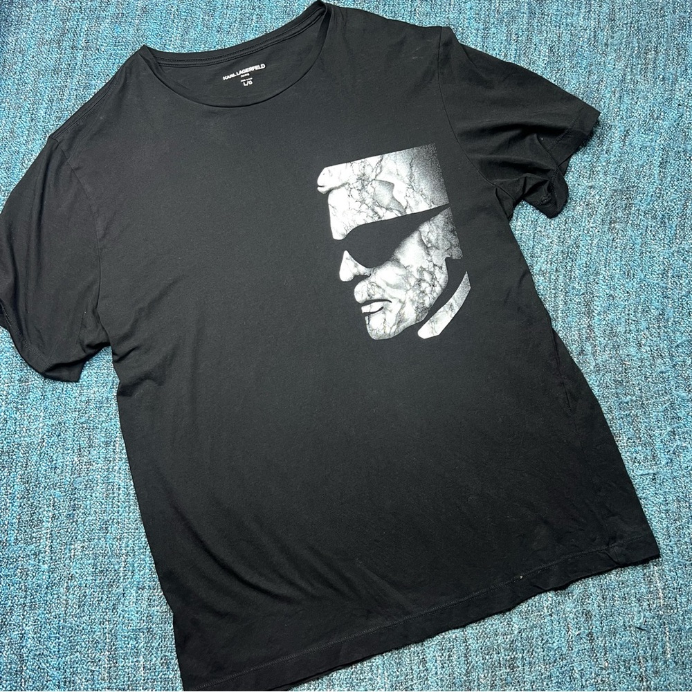 Karl Lagerfeld Paris Profile Graphic T-Shirt Short Sleeve in Black White